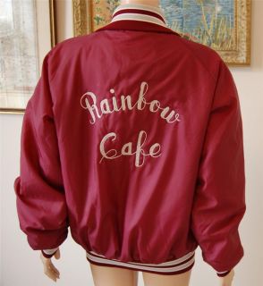 FABULOUS Vintage 70s Maroon BUTWIN Embroidered RAINBOW CAFE Margie