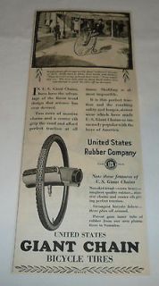 1928 US RUBBER Giant Chain Bicycle Tires ad ~ ORDINARY BICYCLES OF