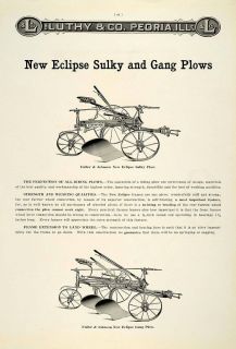 1912 Ad Antique Fuller Johnson New Eclipse Sulky Gang Plow Farm