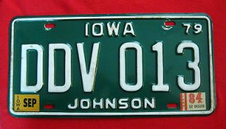 1984 STATE OF IOWA. JOHNSON CTY LICENSE PLATE.COACH H. FRY ERA FREEDOM