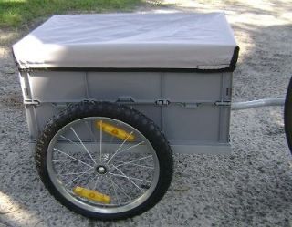 Cargo Bicycle Trailer with removable Gray Plastic Bin