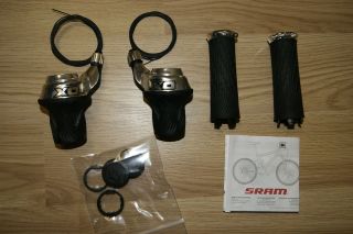 SRAM X0 10 Speed Grip Twist Shifter Set Black Silver Bike MTB XO 3x10