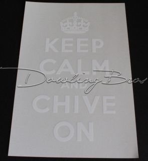 KCCO Keep Calm and Chive On Clear White Sticker Decal   Window Car