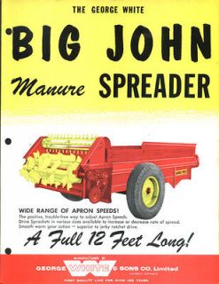 George White Big John Manure Spreader Sales Brochure with 1968 Price