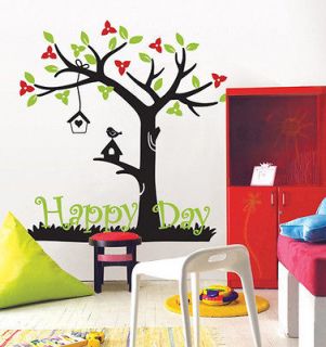 HAPPY DAY TREE  DIY Home Decor Art Big Size Wall Sticker Vinyl