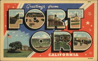 Fort Ord CA Large Letter Linen Military Patriotic Greeting Postcard