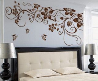 Vine Flower Butterfly Removable PVC Wall Sticker Home Decor Art