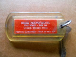 Biggs Nu Vu Motel Wasco Oregon Hotel key and fob