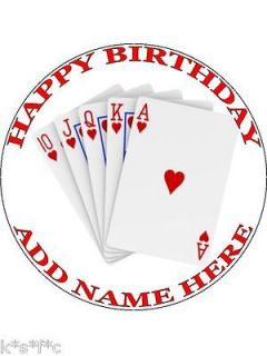 royal flush playing cards round 7.5 inch cake topper