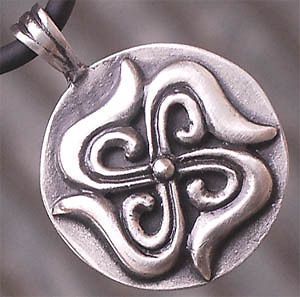 Swastika Buddhism Hindu Pewter Pendant W Black Necklace