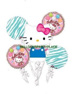 HELLO KITTY BLUE PINK ZEBRA mylar balloons party decorations supplies