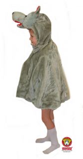 Plush Grey Wolf Cape Costume   Hood Hoodie Face & Tail