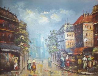Signed Billings French Impressionist Art Parisian Street Scene Vintage