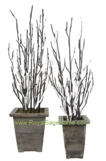 Snow Covered Black Twig Branch Potted Christmas Tree S2