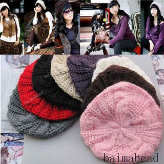 New Fashion Lots Colors Warm Winter Women Knit Crochet Beret Baggy Ski