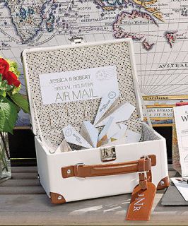 Vintage Personalized Custom Mini Suitcase Destination Wedding Wishing
