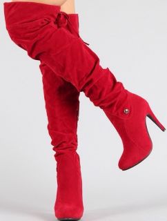 SEXY De Blossom Collection Jessica 15 RED Over Knee High Boots Sz 7.5