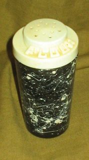 Vtg Retro BIG Black Glass Spatter Confetti Range Stove Shaker Flour