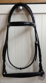 English leather PATENT Padded COMFORT BRIDLE + Drop Noseband