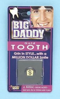 Big Daddy Gold Fake Tooth Cap Pimp $ Gangster Money Adult Costume