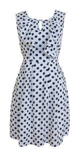 White & Black Polka Dot Ruffle Trim Sun Dress Size 12 New