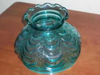 Fenton Glass Teal Blue Beaded Drapery Student GWTW Style Lamp Shade