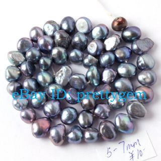 5MM   7MM FREEFORM GRAY FRESHWATER PEARL CULTURED BEADS STRAND 15