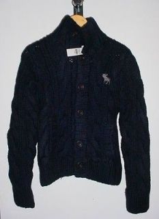 Abercrombie & Fitch Kids Elk Lake Knit Blue Sweater Moose Button Up