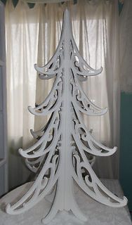 Shabby White Ornate 3 Piece Holiday Christmas Table Top Tree