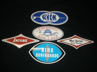HAP JACOBC SURF SURFBOARDS LONG BOARD FIN BEACH DECAL STICKERS SET