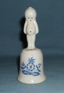 Vintage Porcelain Decorative Bell Blue Flowers Cupie Doll Baby Alien