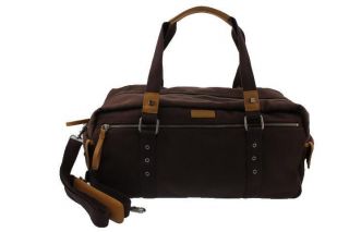 Bodhi NEW Brown Canvas Leather Trim Military Square Mens Duffle Bag
