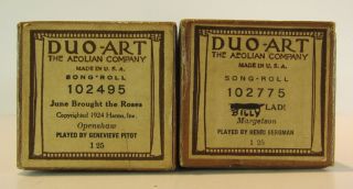 Piano Roll 2 Duo Art Aeolian 102775 Tommy/Billy Lad 102495 June Roses