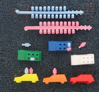 1991 game of life set of plastic car pawns tokens blue and pink people