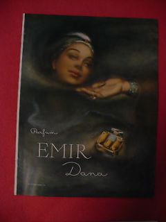 1948 DANA EMIR PARFUM PERFUME AD LOVELY ILLUSTRATION