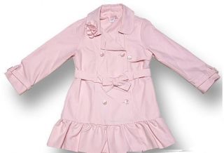 New Biscotti Girls Chic and Stylish Ruffled Light Pink Trench Coat