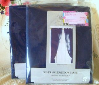 VOILE WINDOW Panels SHEERS NAVY BLUE 63 LONG   Polyester   Short