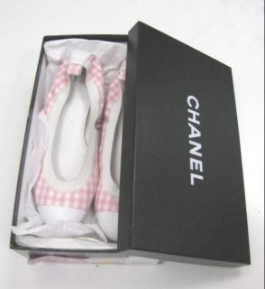 NIB 200% chanel pink gingham flats bondi store $650 39.5 shoes ballet
