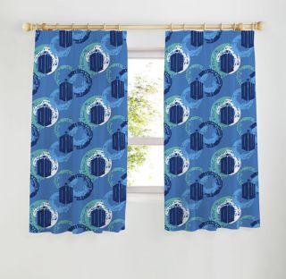 DOCTOR WHO BEDROOM CURTAINS / 66 X 54 INCHES / CHILDRENS / BOYS / BLUE