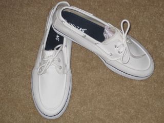 Mens WHITE CANVAS BOAT DECK SHOES by Zig Zag NEW IN BOX