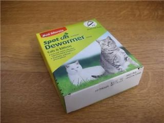 Bob Martin Spot on Dewormer for Cats. 4 tubes tape worm treatment