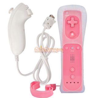 New System Nunchuck + Remote Controller for Nintendo Wii Pink + White