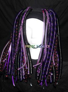 Cyber Falls Violet Vixen hair black rave UV glow blacklight dread lox