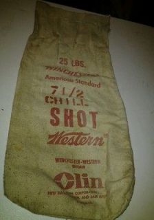 vintage Winchester Western 25 lb chilled shot canvas bag. Olin Corp.