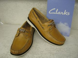 Clarks Quay Port Natural Leather Casual Lace Up Boat Shoes