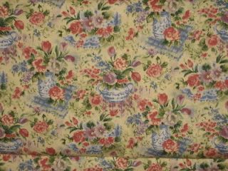 YD MILL CREEK COTTON UPHOLSTERY PRINT BOUQUETS FLOWERS IN BLUE
