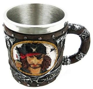 Wooden Look Pirate Drinking Tankard Coffee Mug Cup POTC