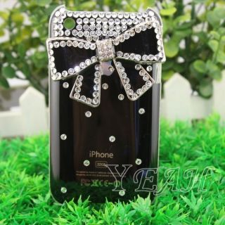 1x Bling diamond case pearl crystal bow flower battery cover For