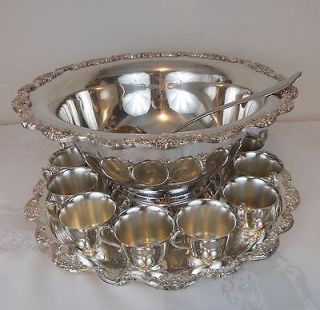 SILVER PLATED TOWLE PUNCH BOWL SET SERVICE FOR 12