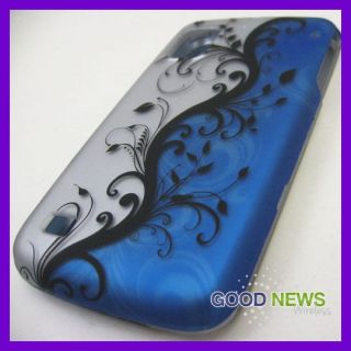 Boost Mobile ZTE Warp N860   Blue Vine Flower Rubberized Hard Case